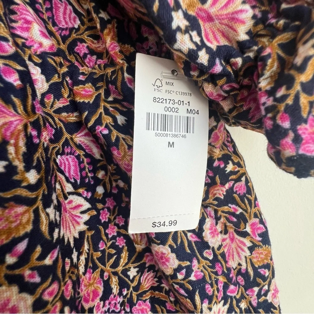 New Old Navy Square Neck Babydoll Top Puff Sleeve Floral CottageCore Peasant MD